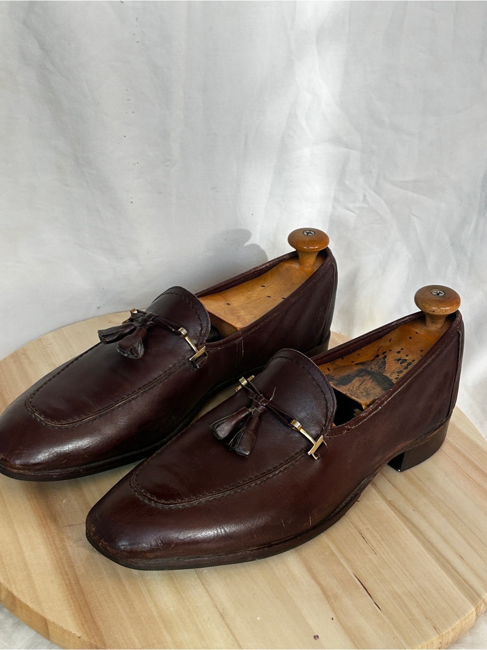 Bally Men’s Brown Leather Tassel Slip-On Dress Loafers Almond Toe US 10N
